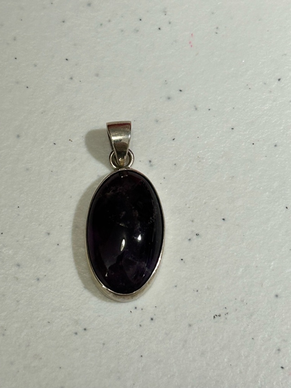 Sterling Silver Oval Dark Purple Amethyst Pendant